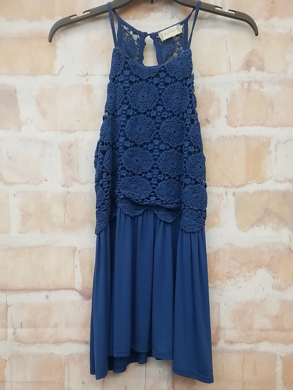 Altar'd State Blue Crochet Halter Top Size S